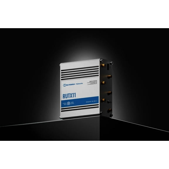 Teltonika RUTX11 LTE Cat 6 Industrial Cellular Router 4G LTE, Dual SIM, 802.11ac Wi-Fi, 4 Gigabit Ethernet Ports, Bluetooth LE, GNSS, VPN, and Remote Management