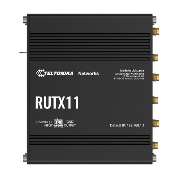 Teltonika RUTX11100400 Model RUTX11 Industrial Cellular Router; Dual SIM; for use with USA Carriers; Comes with US PSU; WI-FI & BT; 4 x Ethernet Ports; Auto Failover; Aluminum Housing