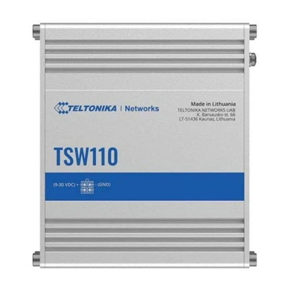 Teltonika TSW110000010 Model TSW110 Industrial L2 Unmanaged Switch, 10/100/1000 Mbps Ethernet Ports, Aluminum Housing, 10 Gbps Bandwidth