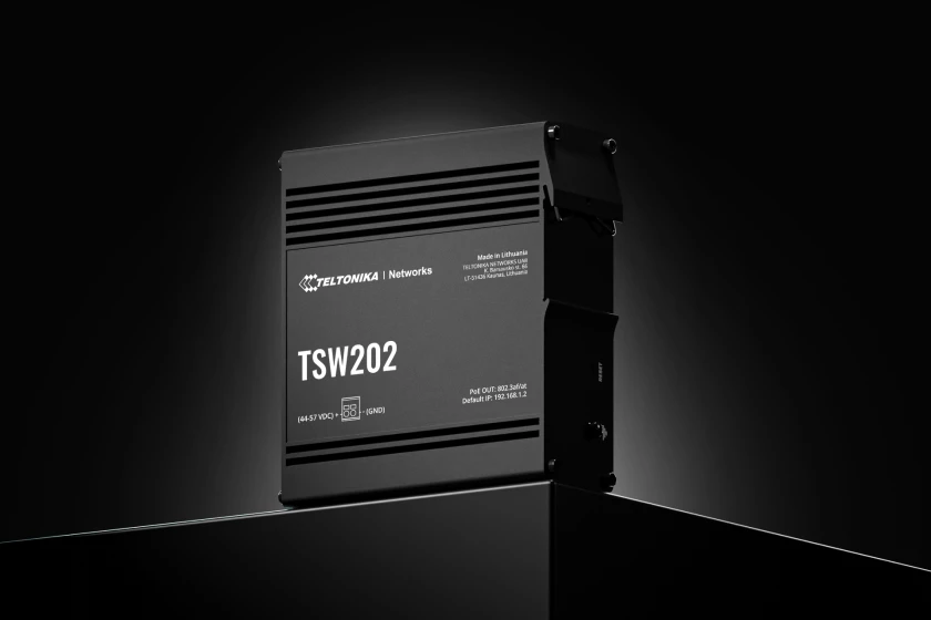 Teltonika TSW202 Managed PoE+ Switch, 8 x Gigabit Ethernet, 2 x SFP, Profinet Certified, Integrated DIN Rail Bracket