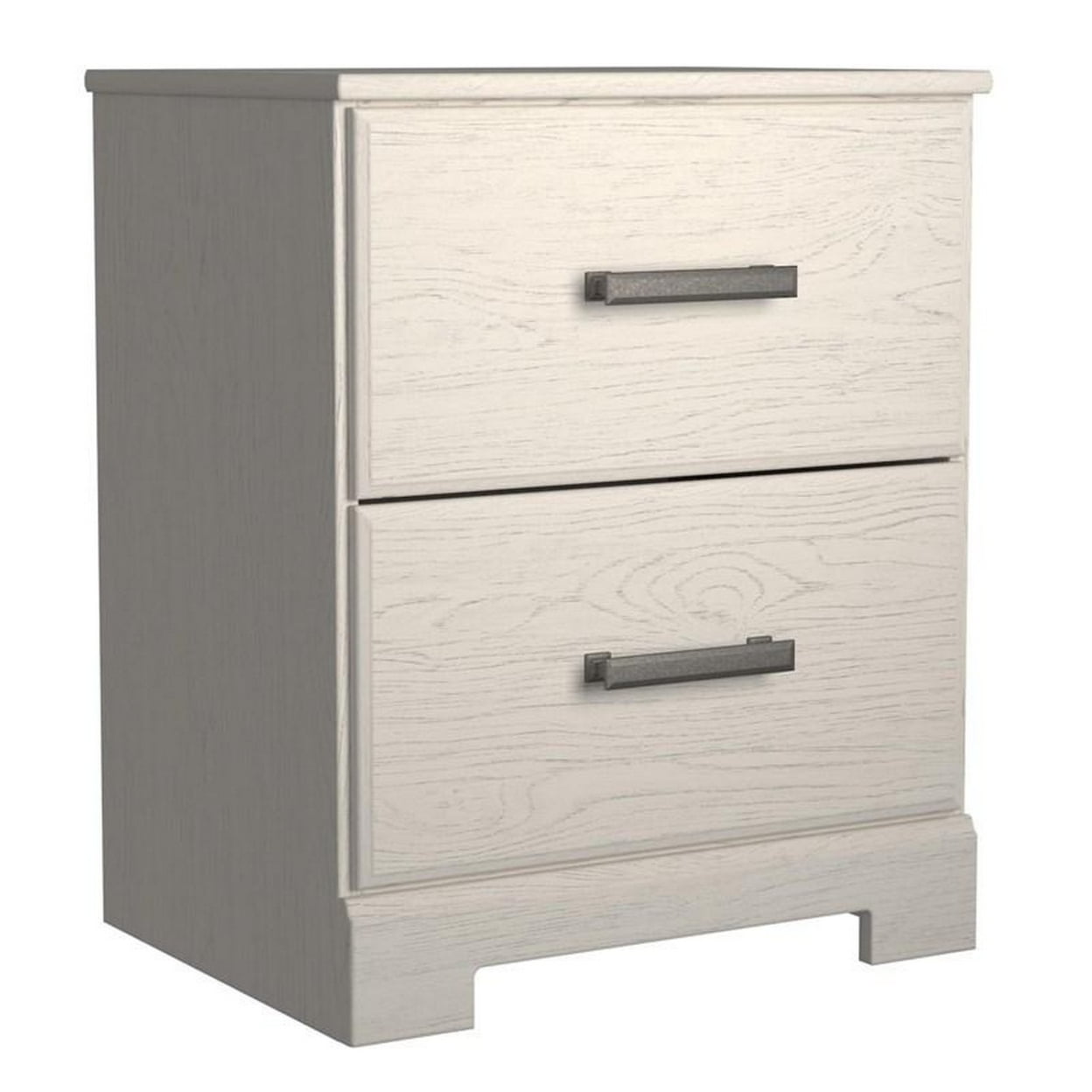 24 Inch Modern Rustic Composite Wood Nightstand 2 Drawers Oak White