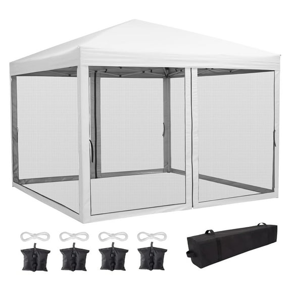 Telyswee 10'x10' Pop-up Canopy Tent Outdoor Screen House Room with Mesh Walls, Outdoor Sun Shade Shelter for Party, Camping, Events