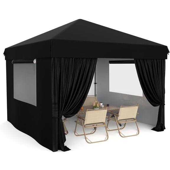 Telyswee 10x10FT Pop Up Canopy Tent, Folding Tent Shelter with 4 Removable Sidewalls, Easy Setup Outdoor Canopy, Height Adjustable Shelter Gazebos