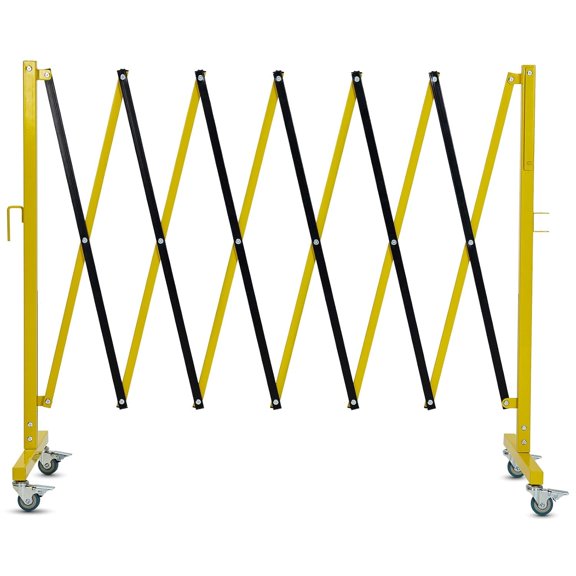 Telyswee 11FT Metal Expandable Barricade,Retractable Traffic Fence With Casters, Portable Barricade Gate for Construction Area, Traffic Control, Cordon
