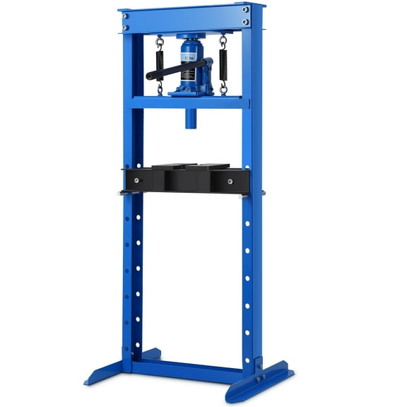 Telyswee 12 Ton Hydraulic Press, H-Frame Bearing Shop Press, Adjustable Garage Shop Presses with 2 Press Plates, Heavy Duty Floor Mount Press for Car Repair and Garage, Blue