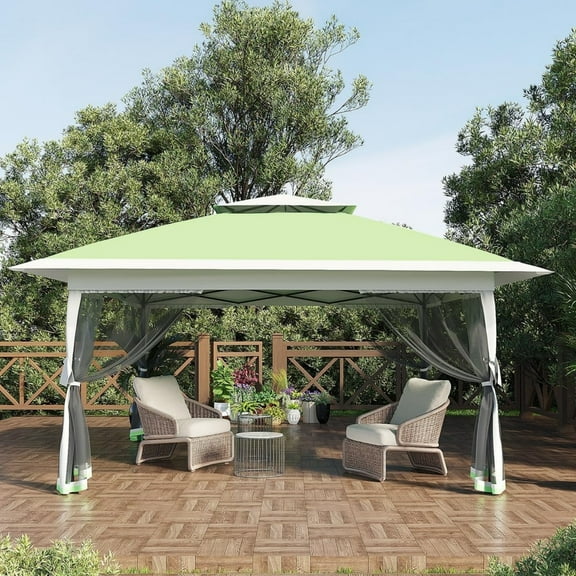Telyswee 12'x12' Pop-up Gazebo Outside Patio Gazebo Outdoor Gazebo Canopy with Mosquito Netting Patio Tent Backyard Canopy with Adjustable Height and 144 Square ft of Shade
