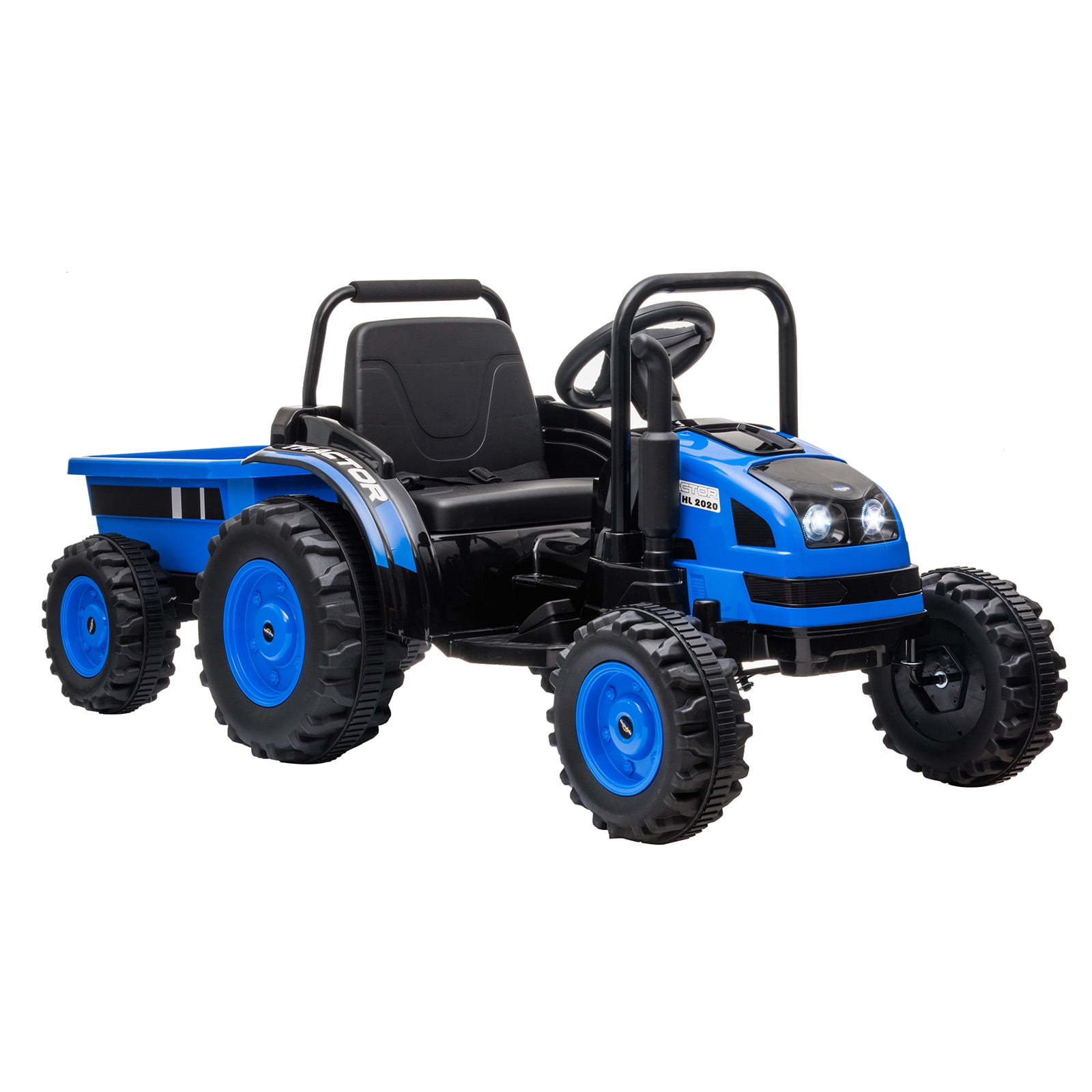 Telyswee 12V Electric Ride-On Tractor for Kids with Trailer, Remote ...