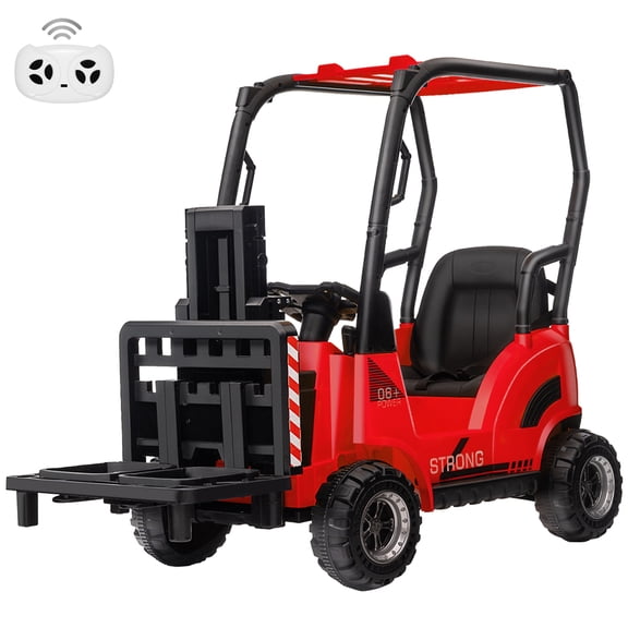 Telyswee 12V Kids Ride on Forklift Car Electric Ride On Construction Car with Tent, Remote Control, Liftable Fork and Pallet, 2 Speeds, Music, USB, MP3 and Low-Power Alarm
