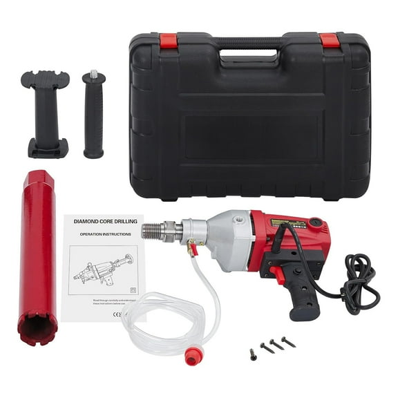 Telyswee 1500W Handheld Diamond Core Drilling Machine, 2-Speed Concrete Core Drill Rig (1100RPM/2400RPM), 1-1/4" Thread Power Drill for Brick, Concrete, Block, and Stone
