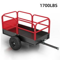 Telyswee 1700lbs Capacity Steel Tow Behind Lawn and Garden ATV Trailer Dump Cart, Black Red