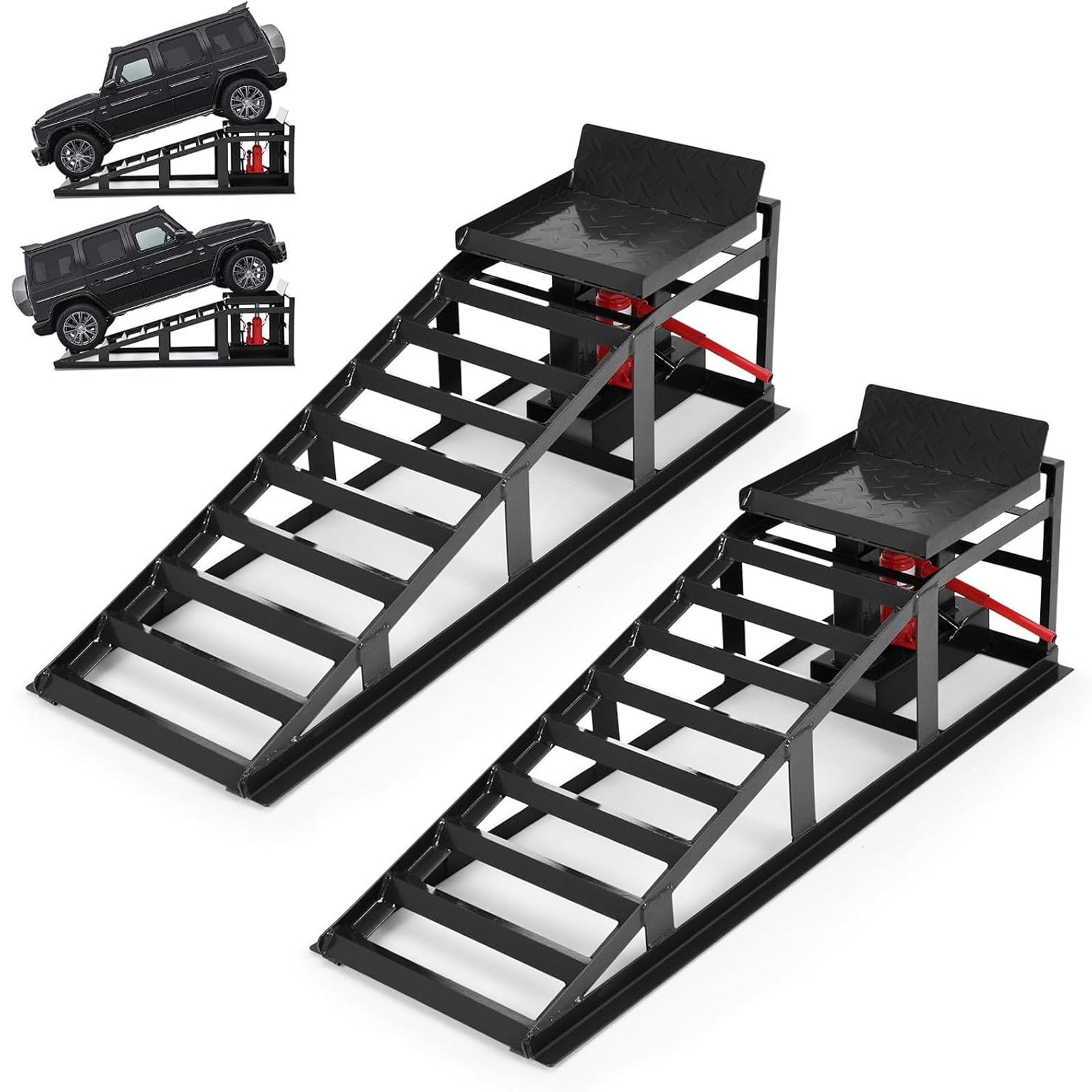 Car Ramp Use For Telyswee 2 Pack Hydraulic Car Ramps, Heavy-Duty Vehicle Ramps with 5T ...