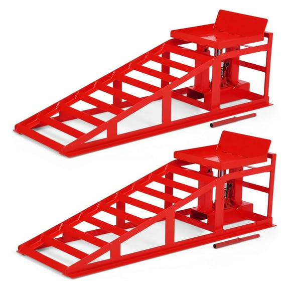 Telyswee 2 Pack Hydraulic Car Ramps, Heavy-Duty Vehicle Ramps with 5T / 11000lbs Load Capacity, Portable Design for Effortless Oil Changes and Car Lifts, for Professional or Home Garage Use