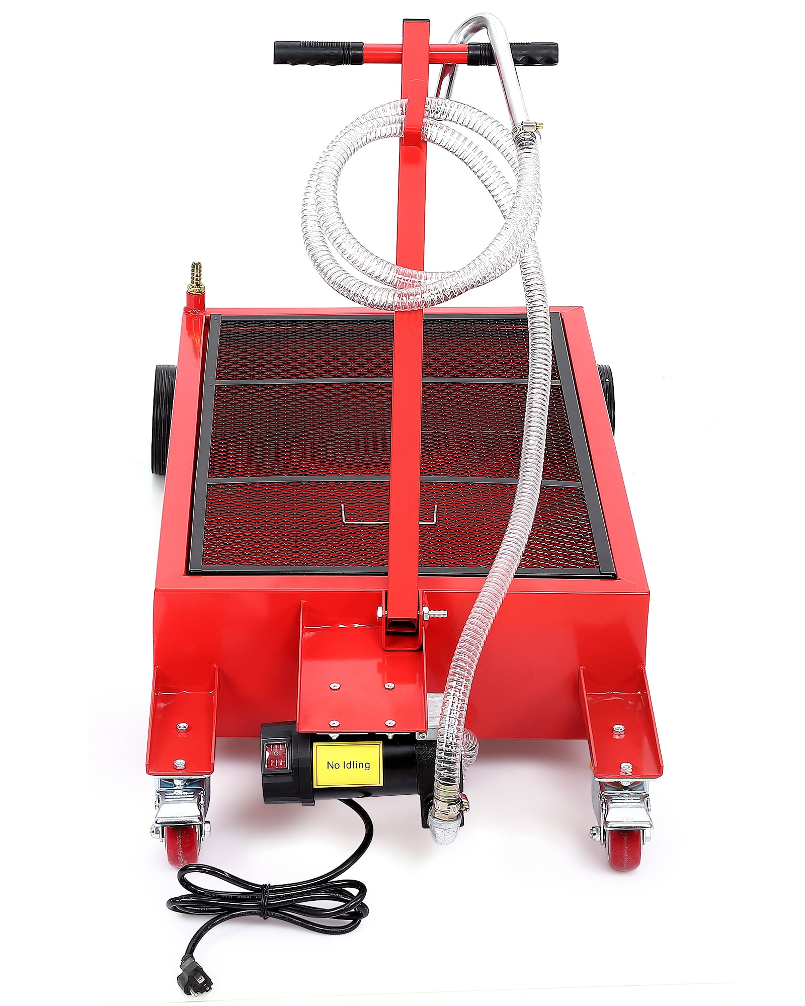 Telyswee 20 Gallon Electric Oil Drain Pan with 110V Pump & 7.2ft Hose, Low Profile & T Folding Handle Oil Drain Cart for Truck Cars SUVs, Red