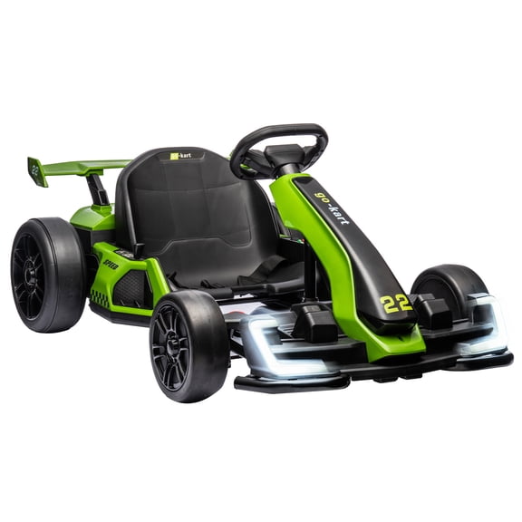 Telyswee 24V Electric Go Kart for Kids, Powerful Drift Kart with Adjustable Seat, 2x150 Motor, 8.5 Mph Speed, 4 Speed Modes, LED Lights, Music & Honking Horn for Ages 6-12