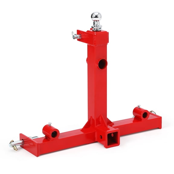 Telyswee 3 Point Gooseneck Trailer Hitch with 2" Receivers for Category 1 Tractors, 3000lbs Capacity 3 Point Quick Hitch Attachment with Trailer Gooseneck Trailer Ball Drawbar Fits CAT 1, Red