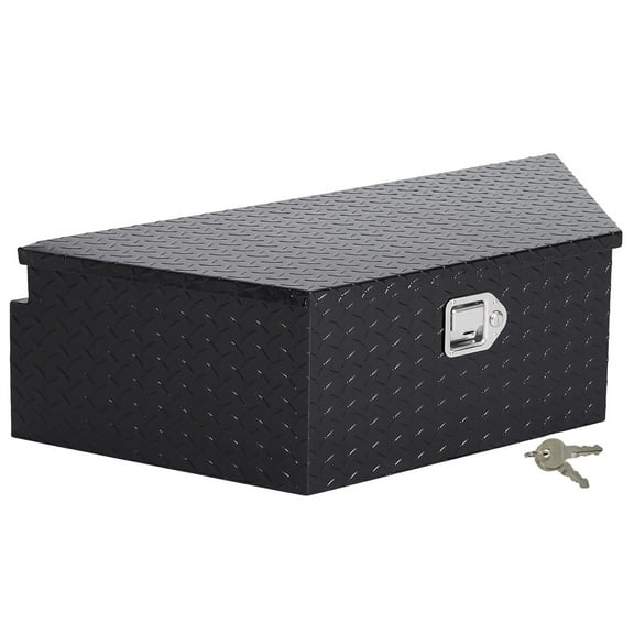 Telyswee 33" Trailer Tongue Box Heavy Duty Aluminum Trailer Tool Chest Box with Lock and Keys, Diamond Plate Storage Box for Pick Up Truck RV Trailer