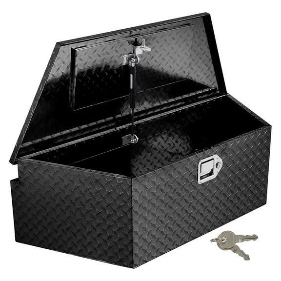 Telyswee 39" Trailer Tongue Box Heavy Duty Aluminum Trailer Tool Chest Box with Lock and Keys, Diamond Plate Storage Box for Pick Up Truck RV Trailer