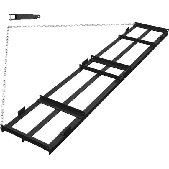 Telyswee 4/6/8 FT Drag Harrow Driveway Grader, Heavy Duty Power Rake with 6 FT Chain, Tow Behind Lawn Rake for ATV, UTV, Tractor, Mower, Land Leveler for Gravel, Sand, Soil, Hay