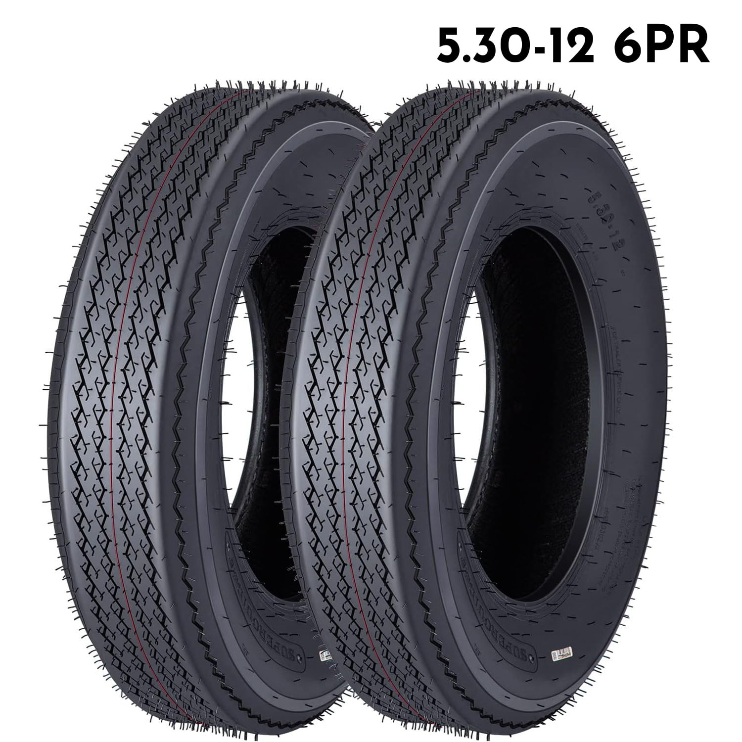 Telyswee 5.3-12 5.3x12 530-12 5.30-12 Trailer Tires, Load Range C, 6PR ...