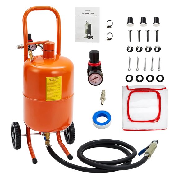 Telyswee 5 Gallon / 18.92L Sandblasters Equipped with 4 Ceramic Nozzles & Oil-Water Separator 8ft Hose Grit Blasting Sandblasting Machine, 60-110 PSI