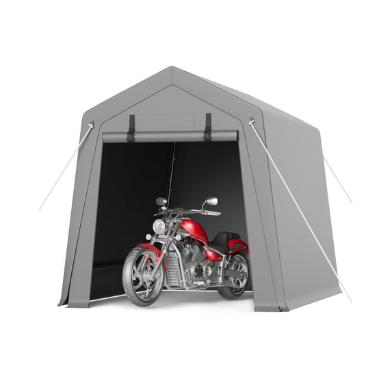 Telyswee 6'x8' Outdoor Carport Storage Shed Portable Garage Shelter Storage Shelter for Patio Furniture, Lawn Mower & Bike Storage, Gray