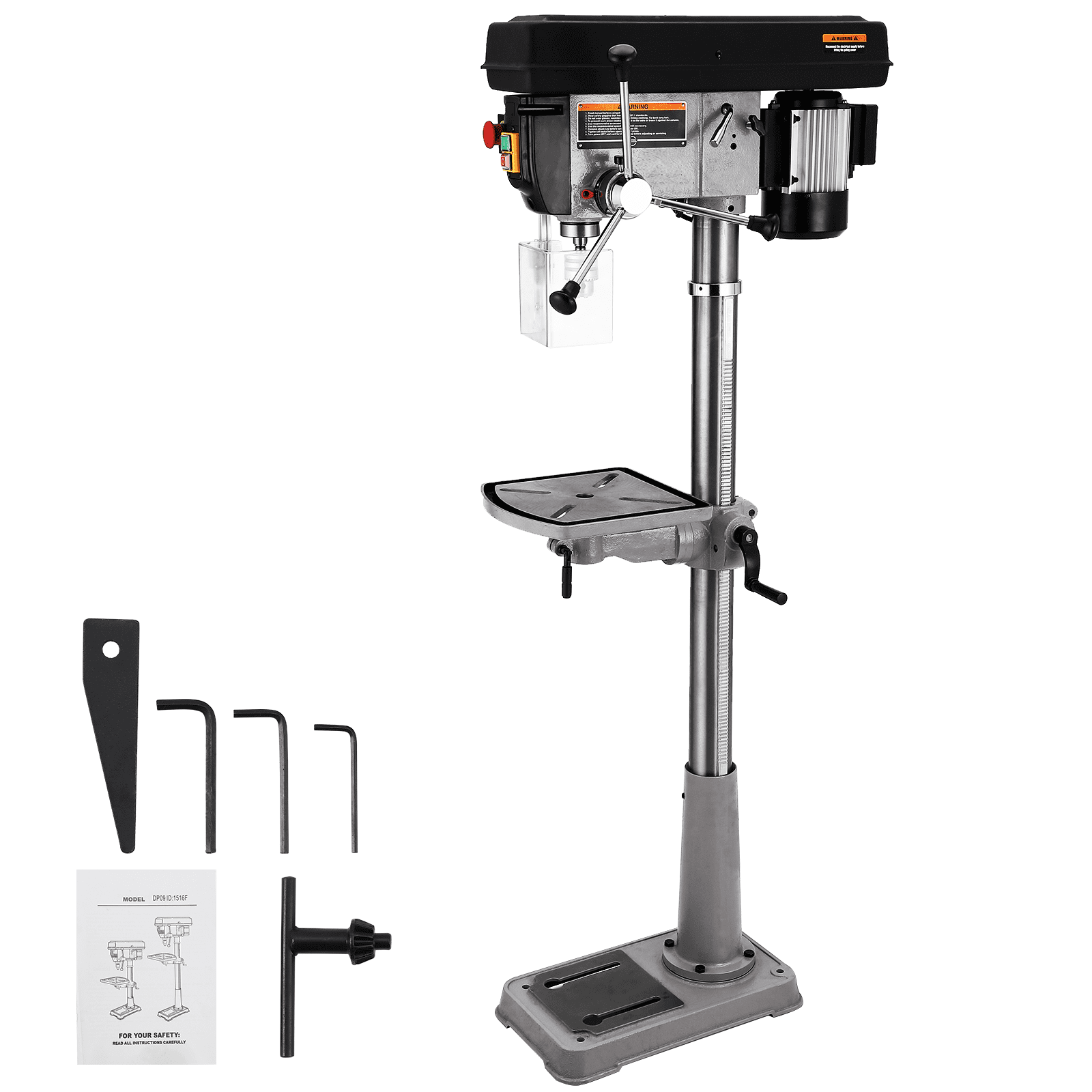 15 In Floor Drill Press, 7.5 Amp 120V Pure Copper Motor With Swing Away Safety Guard 288 3084 Rpm Variable Speed 0 45 Tilting Worktable Tabletop Drilling Machine For Wood Metal