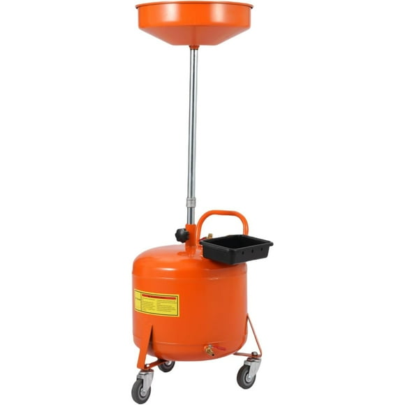 Telyswee 8 Gallon Oil Drain Tank, Portable Oil Drain Container with Adjustable Funnel Height 28"-62", Air Operated Drainage Fluid Fuel Transfer Drainage with 360° Wheels & Toolbox