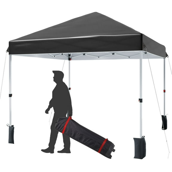Telyswee 8'x8'/10'x10' Instant Pop Up Canopy Tent One Person Setup, Pop Up Commercial Canopy Tent, Outdoor Easy Up Tent w/1-Button Push, Wheeled Bag, 4 Sandbags, 8 Stakes and 4 Ropes