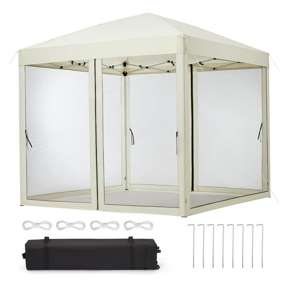 Telyswee 8'x8' Pop Up Canopy Tent with Removable Mesh Netting, Easy Setup Design, Height Adjustable Party Event Shelter with Storage Bag