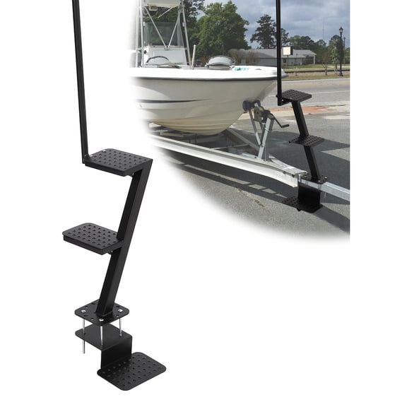 Telyswee Boat Trailer Steps with Handle 2 Step/ 3 Step, Universal Fits for Trailers Tongue Step, 400 lbs Load Capacity, Black