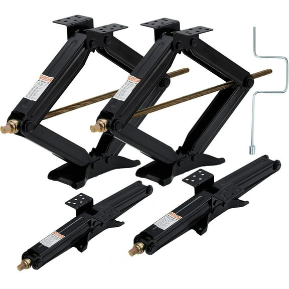Telyswee Camper Trailer Stabilizer Leveling Scissor Jacks, 4"-24" Height Adjustable, 7500 Lbs Heavy Duty RV Scissor Jack with Crank Handle for Travel Trailer Camper