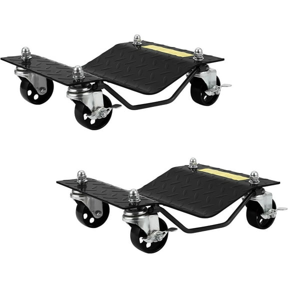 Telyswee Car Dolly Set, 2000 LBS Capacity Heavy Duty Vehicle Wheel Dollies for Moving Car, Truck, SUV - 3" Reinforced Steel Wheels, Anti-Slip Curved Design, Set of 2/4