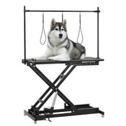 Telyswee Electric Dog Grooming Table, 9.4"-39.4" Adjustable Height Pet Grooming Table with Leveling Wheels, X-Lift, Anti-Slip Tabletop, 47" Heavy Duty Dog Grooming Station, 264lb. Black