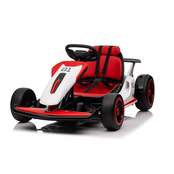 Telyswee Electric Go Kart for Kids, 24V 7AH Battery 300W Powerful Motors, 8MPH Drift Kart Car for Kids Ages 6-12, Ride On Toys with Music and 2 Speeds