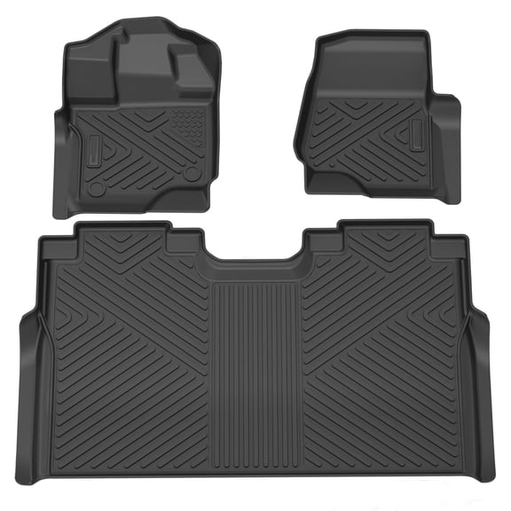 Telyswee Floor Mats Compatible for Ford F-150/ F150Lightning Super Crew Cab 2015-2025 (Not Fit Rear Seat with Under-Seat Fold Flat Storage), TPE All Weather Car Floor Liner Mats Accessories Black