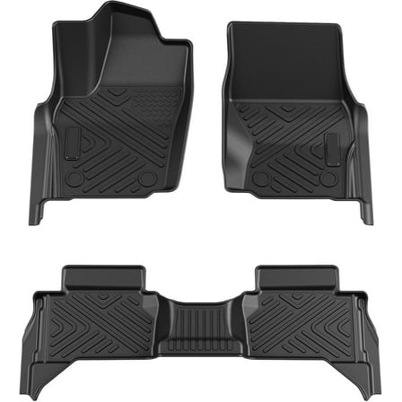 Telyswee Floor Mats Compatible for Toyota Tacoma 2024 2025 Double Cab (Not for Hybrid), TPE All Weather Car Floor Liner Mats Accessories Black