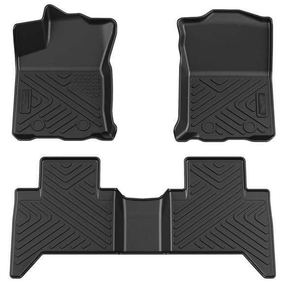 Telyswee Floor Mats Compatible for Toyota Tacoma Double Cab 2018 2019 2020 2021 2022 2023, TPE All Weather Car Floor Liner Mats Accessories Black