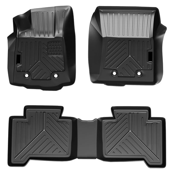 Telyswee Floor Mats Compatible for Toyota Tacoma Double Cab 2018-2025, TPE All Weather Car Floor Liner Mats Accessories Black