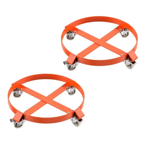 Telyswee Heavy Duty Barrel Cart 55 Gallon Drum Dolly with 4 Swivel Casters Steel 1000lbs Load Capacity, Orange