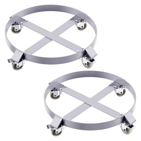 Telyswee Heavy Duty Barrel Cart 55 Gallon Drum Dolly with 4 Swivel Casters Steel 1000lbs Load Capacity, Silver