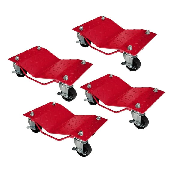 Telyswee Heavy Duty Wheel Dolly 4 Piece Car Moving Dollies, 6000 lbs Capacity, Steel Tire Skates with Brakes for Vehicle Storage and Moving Trucks, Trailers, and Motorcycles