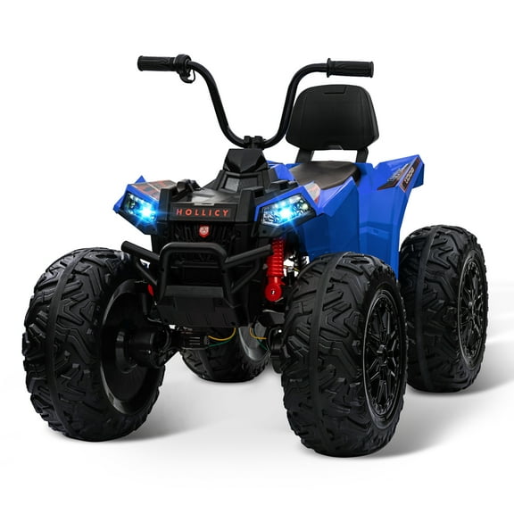 Telyswee Kids ATV 24V Ride on Car 4WD Quad Electric Vehicle, 4x80W Powerful Engine, with 7AHx2 Large Battery, Accelerator Handle, EVA Tires, LED Light, Full Metal Suspensions, Bluetooths & Music