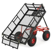 Telyswee Mesh Steel Garden Dump Cart with Removable Sides and 10 inch Wheels, 880lbs Capacity Black