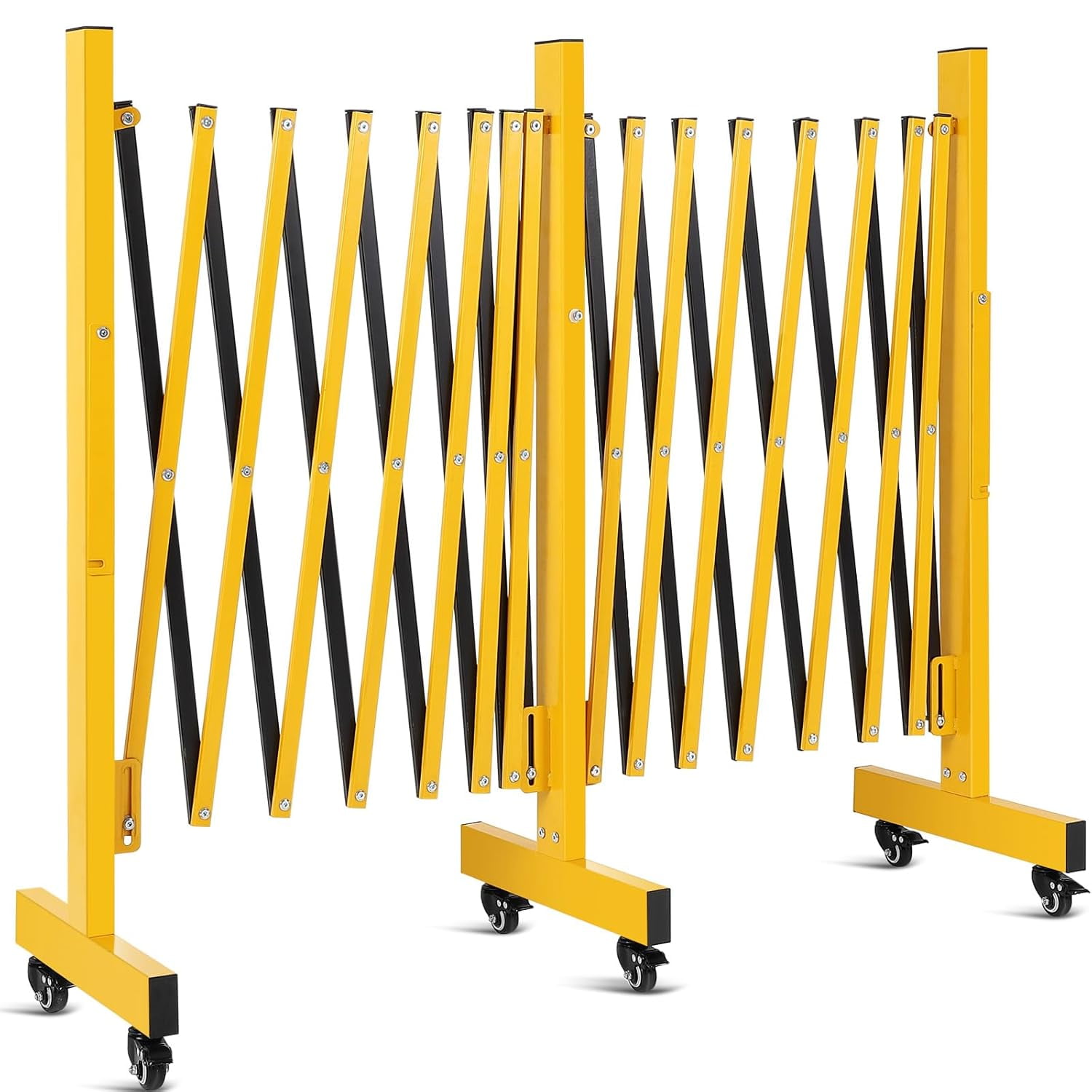 Telyswee Metal Expandable Barricade Gate Outdoor, 11FT/16FT/23FT Folding Safety Barrier Gate, Portable Traffic Barricade Fence