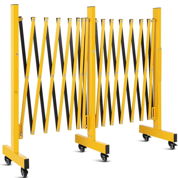 Telyswee Metal Expandable Barricade Gate Outdoor, 11FT/16FT/23FT Folding Safety Barrier Gate, Portable Traffic Barricade Fence