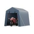 thumbnail image 1 of Telyswee Outdoor Storage Shed, Portable Carport with Roll-up Ventilated Zipper Door and Windows, Heavy Duty Waterproof Tarp, Storage Sheds for Motorcycle, Bike, Firewood, Garden Tools, 1 of 8