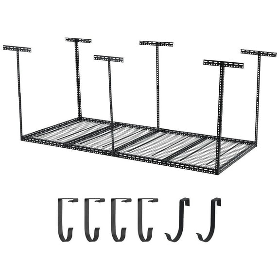 Telyswee Overhead Garage Storage Rack, 22"-40" Height Adjustable Ceiling Storage Rack 660lbs Weight Capacity, Heavy Duty Metal Hanging Storage Shelves for Garage
