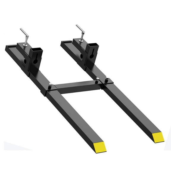 Telyswee Pallet Forks 60" 4000 Lbs Max, Clamp On Tractor Bucket Forks with Adjustable Stabilizer Bar, Heavy Duty Front Loader Forks, Fork Attachment for Skid Steer, Loader Bucket