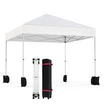 Telyswee Pop Up Canopy for Outdoor Patio 10' x 10' Portable Canopy Tent with Wheeled Bag, Commercial Instant Tent Shade and Shelter for Events, Parties, Camping, White