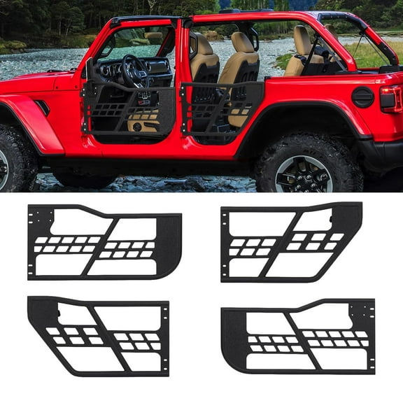 Telyswee Off Road Tubulars Trail Doors Compatible for Wrangler JL 4 Door 2018-2025, Set of 4 Half Tube Doors for Offroad Trail Adventure, Front & Rear Doors 4PCS, NO Mirrors
